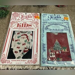 Vintage Lot of 2 Glenda’s Easy Iron On Transfers Christmas Tree Santa